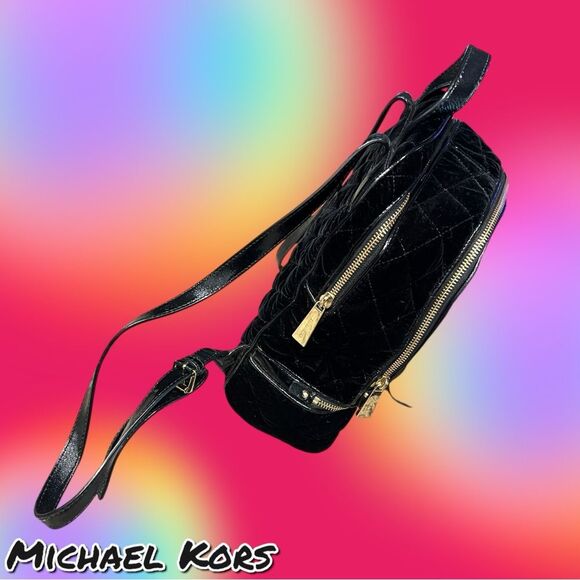 Preowned Michael Kors Black Quilted Velvet Backpack Bag – EUC - Picture 3 of 8